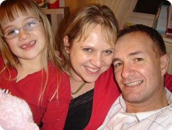 Andy with wife Julie and daughter Gemma
