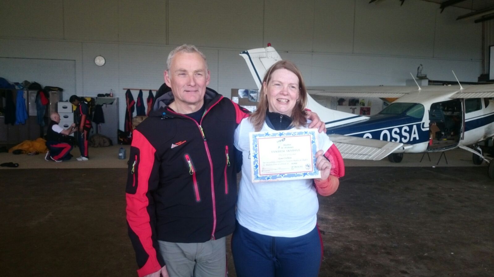 Liz with skydive instructor