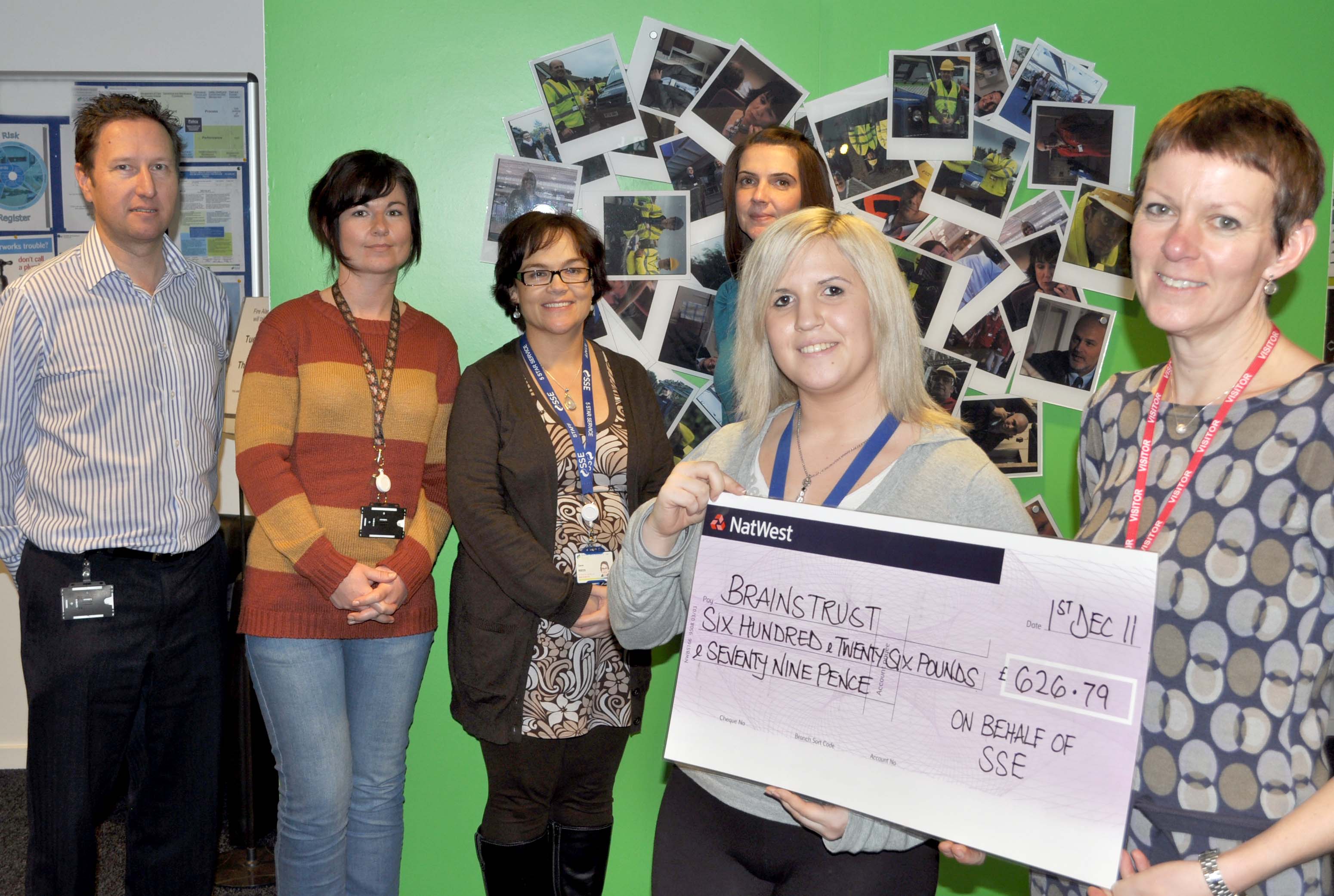 Southern Electric present £626 cheque to brainstrust