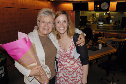 Meg and Julie Walters after recording the brainstrust BBC Radio 4 appeal to raise funds for brain tumour support and brain tumour treatment