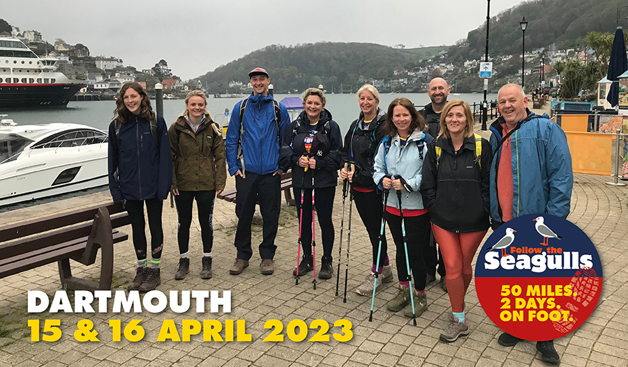Follow the seagulls 2023 Dartmouth, 15 and 16 April. ID: group of people doing follow the seagulls 