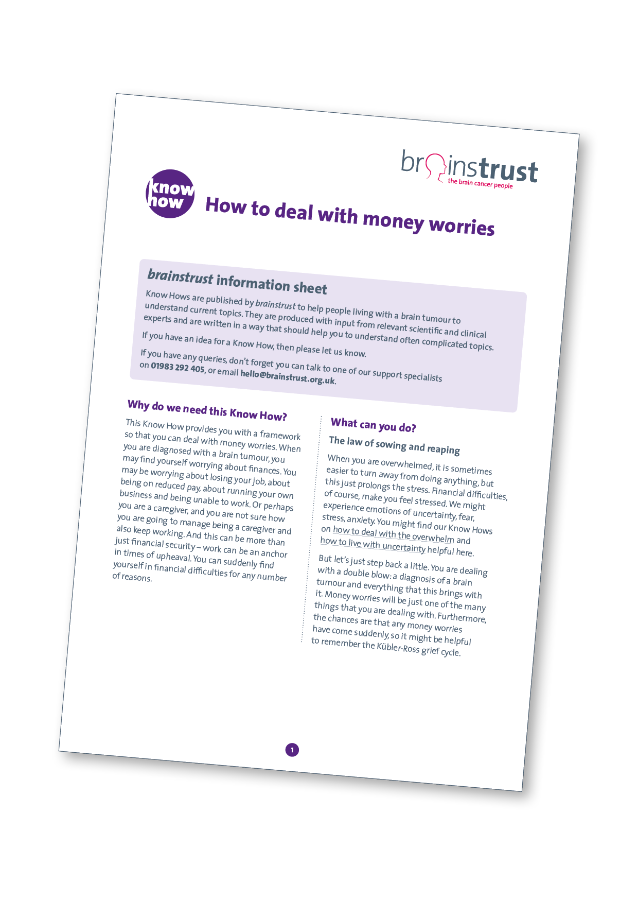 Know how cover: how to deal with money worries