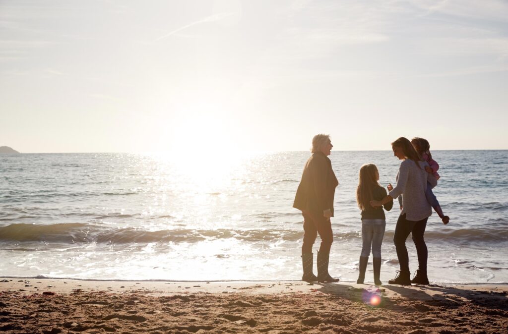 Family on beach