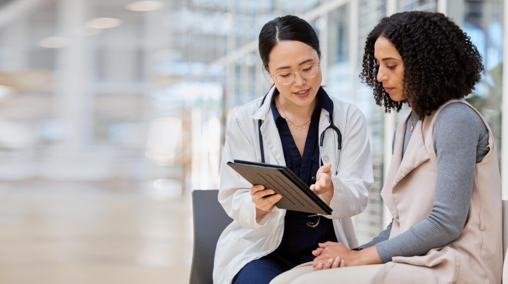 Doctor and patient discussing results
